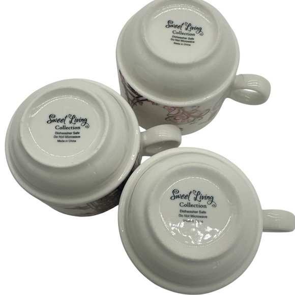 Set of 3 Elegant White and Purple Paris Cups - Picture 4 of 4